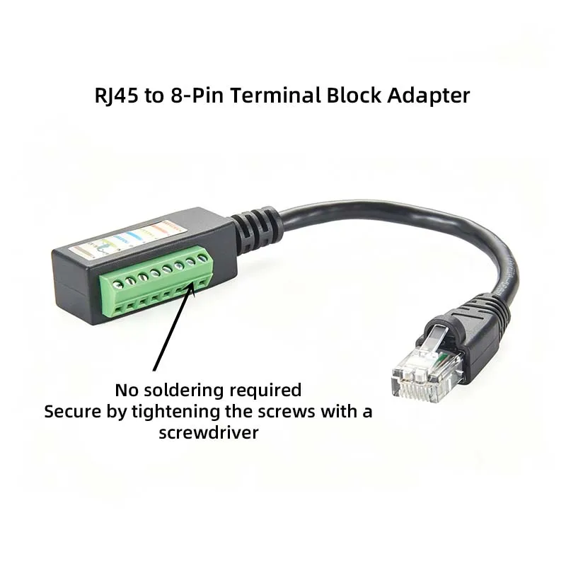RJ45 Connector with Wired Cable to 8-Pin Adapter (Male to Female Socket) – Solderless