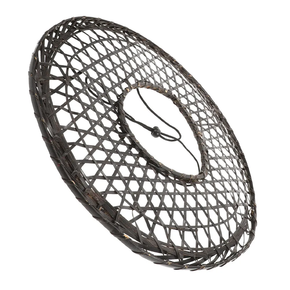 Samurai Woven Bamboo Rice Hat Lightweight Asian Straw Hat Handmade Performance Role-Playing Stage Costume