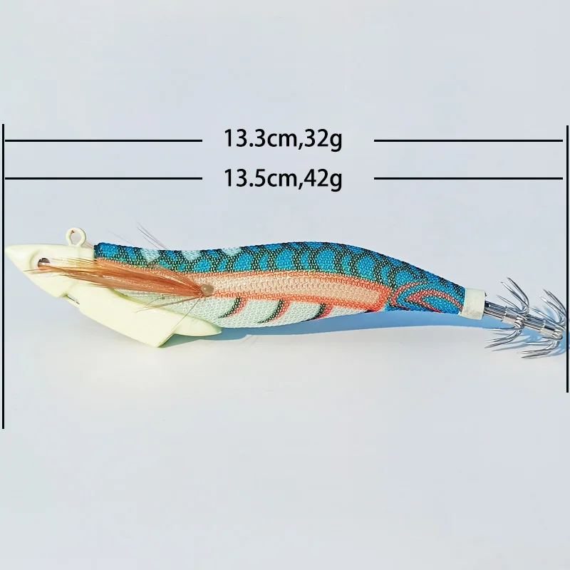 Juego de Señuelos de Pesca de Mar luminosos, cebo de calamar, camarón, sepia Artificial, pulpo, 32g/42g, 1 unidad