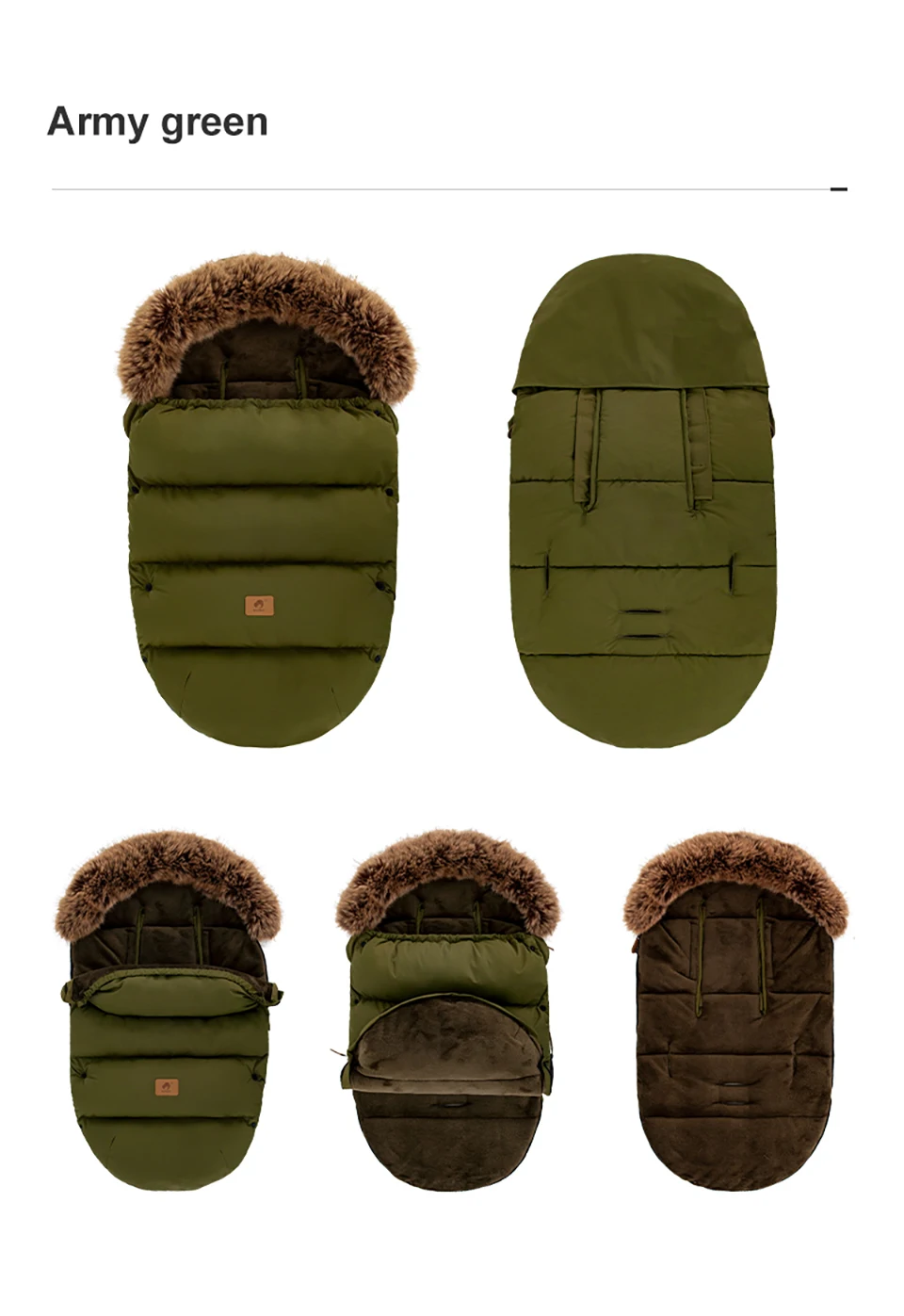 Kinderwagen Fußsack Outdoor Winter Baby Warm In Kinderwagen Abnehmbare Dicker Winddicht Pelz Kragen Baby Umschlag Kinderwagen Zubehör – Detail 13