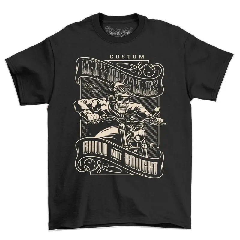Build Not Brought Skeleton Motorcycle Rider caf Racer Men's Motorbike T Shirt
