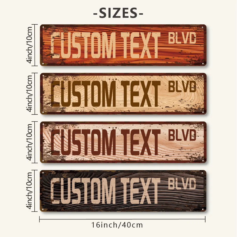 1pc 4 styles Wooden BLVD Customized Text Metal Painting Iron Poster For Bedroom outdoor Decor