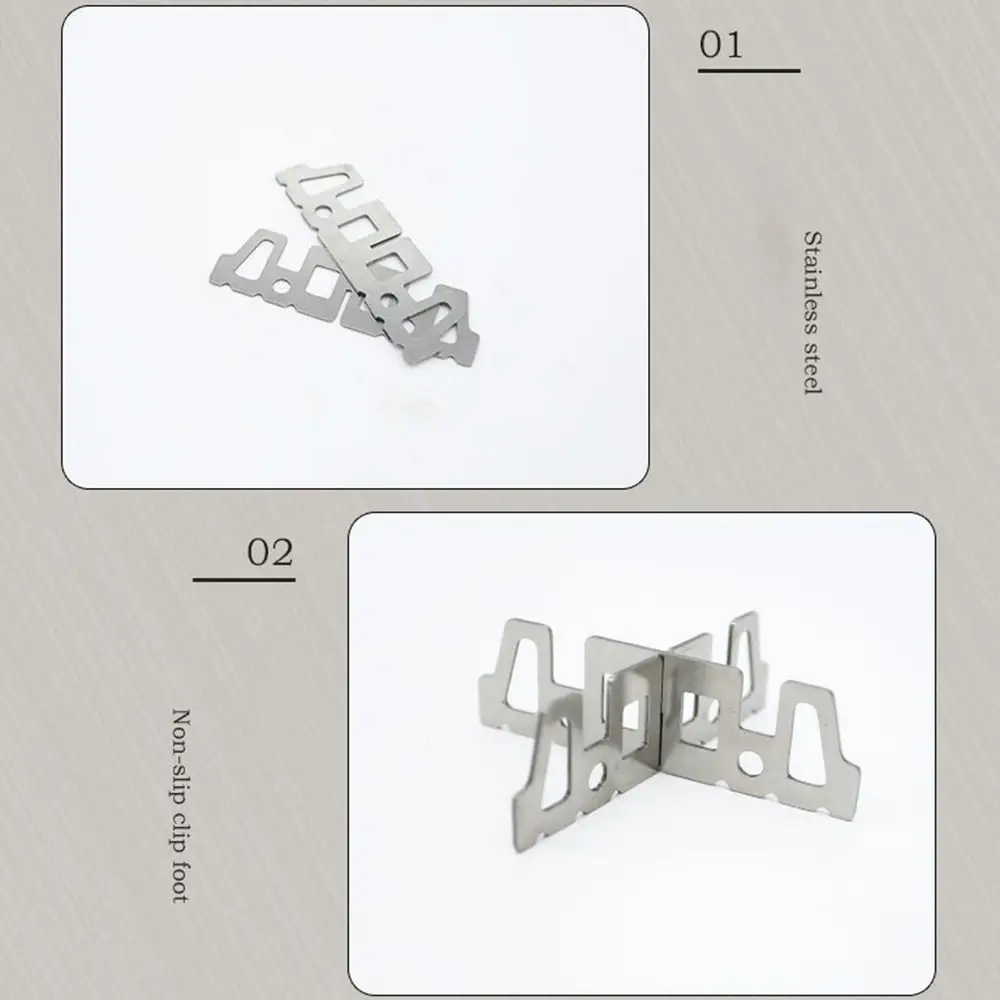 موقد كحول محمول خارجي مع حامل تجهيزات المطابخ المقاومة للرياح من الفولاذ المقاوم للصدأ للتخييم ومقابض قابلة للطي فرن الطبخ الآمن #5