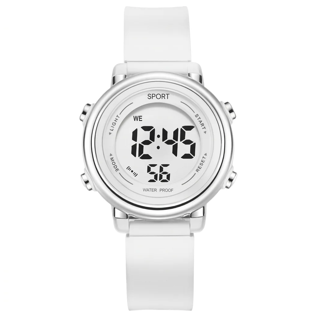 Luminous Digital Sports Watch Multifunctional Chronograph Stopwatch Waterproof Resin Band Watch for Students Outdoor Running