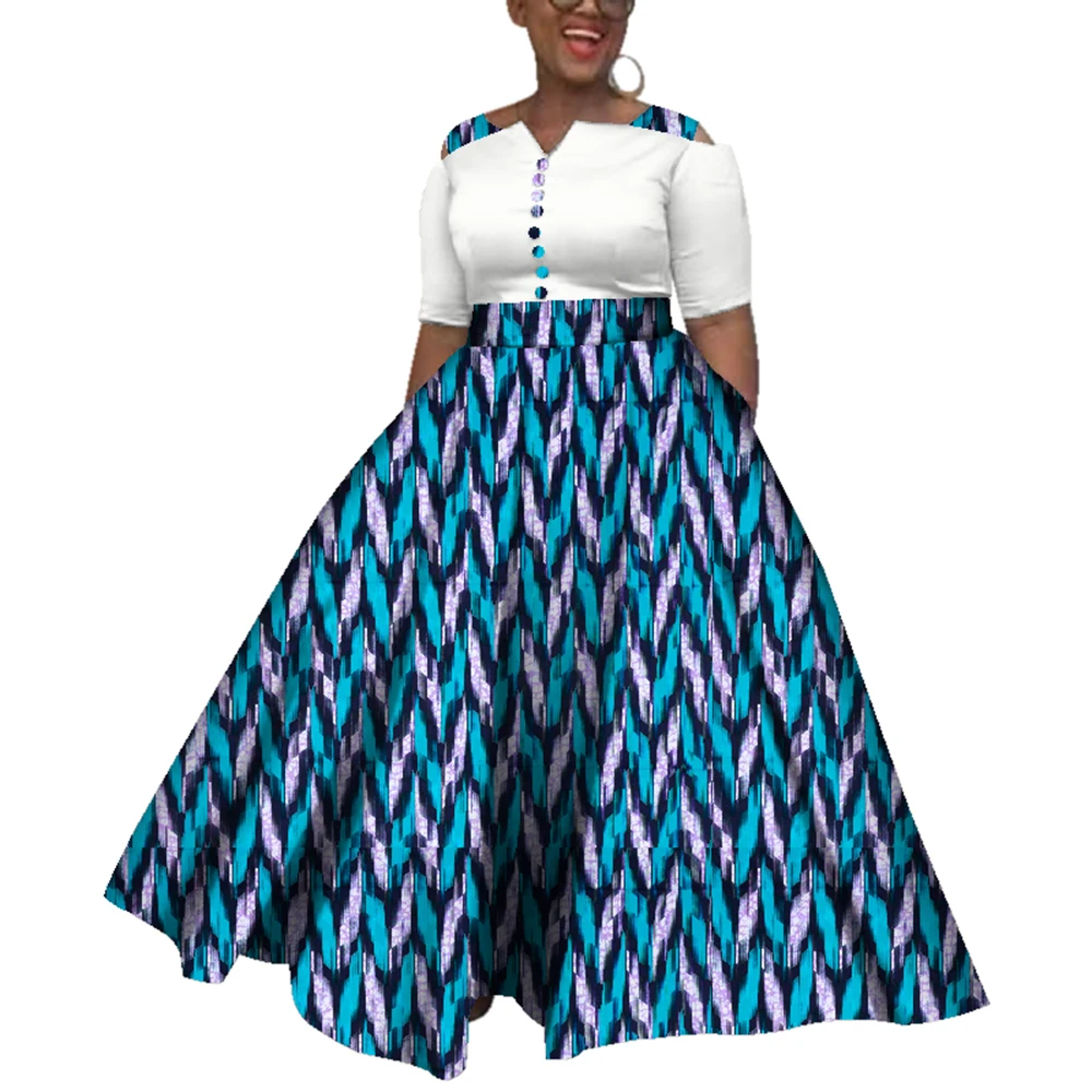 Dashiki Afrikaanse Jurken Voor Vrouwen Kleurrijke Dagelijkse Bruiloft Maat S-6XL Afrikaanse Jurken Voor Vrouwen Enkellange Jurk WY3853