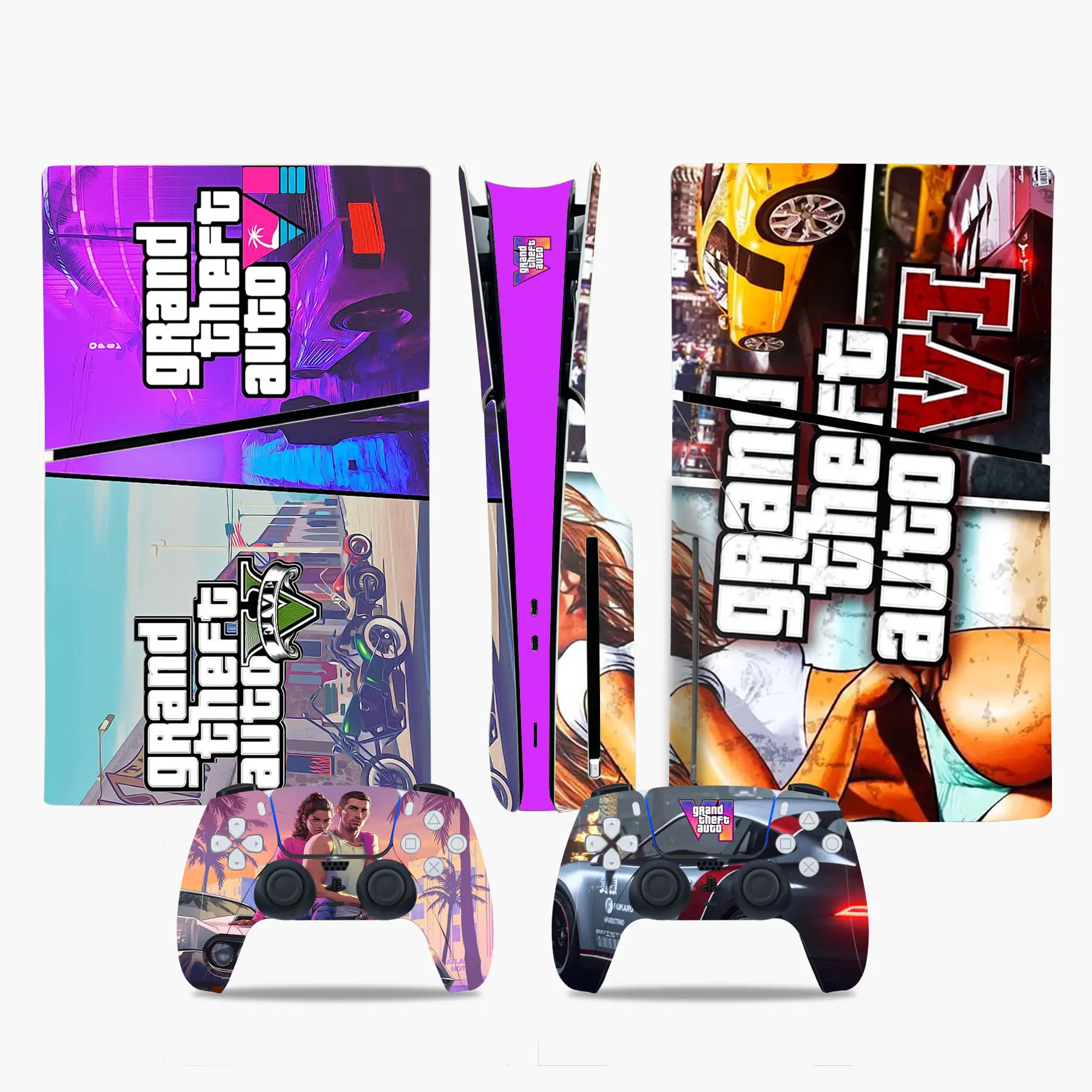 Grand Theft Auto GTA 6 PS5 Slim Disc Skin Sticker Decal Cover for Console and 2 Controllers New PS5 Slim disk Skin Vinyl