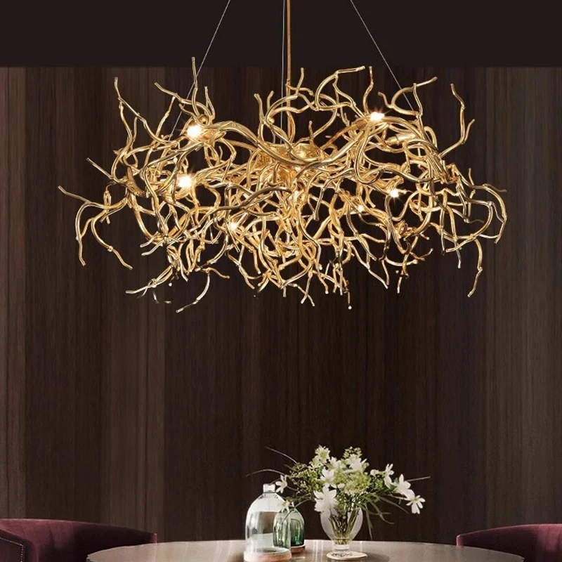 

Modern luxury golden branch chandelier living room home decoration LED chandelier indoor lighting