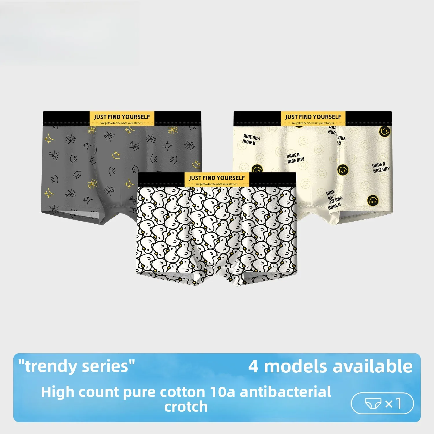 

10A Мужские шорты-боксеры из чистого хлопка, антибактериальное модное нижнее белье со средней посадкой для мальчиков-подростков, оптовая продажа