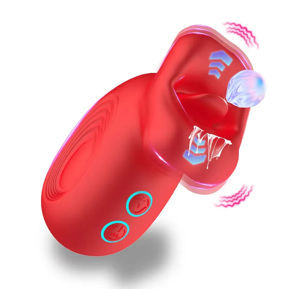 Licking Biting Clitoral Stimulator Lips Shaped Vibrator with 10 Biting Modes Magnetic Charging Waterproof Silicone Toy for Women