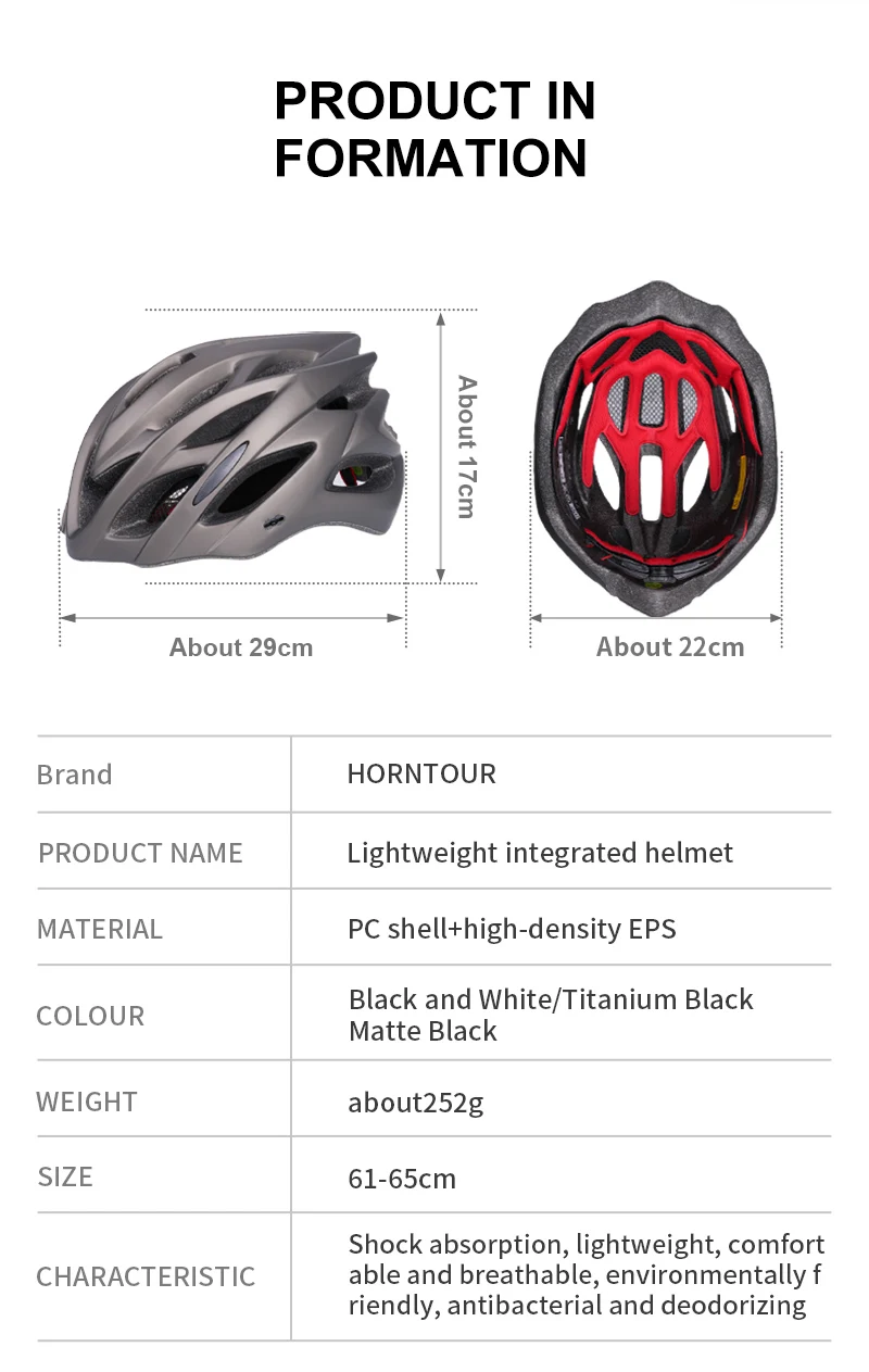 Horntour Großer Kopfumfang 65 cm Fahrradhelm Reiten Licht Racing Straße Fahrradhelm Männer Frauen Outdoor Bicicleta Helm – Detail 16