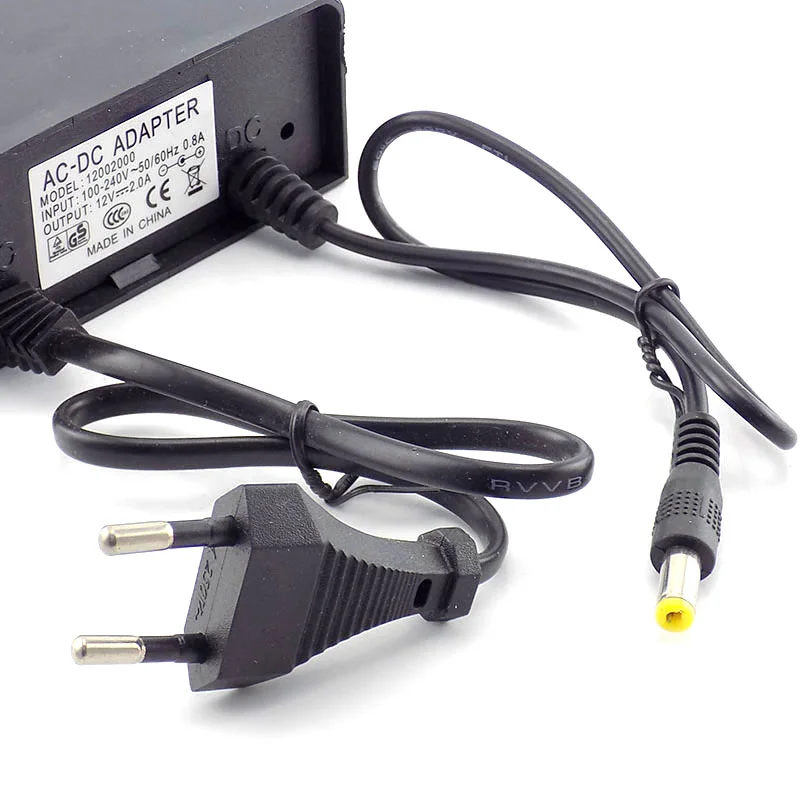 CCTV Camera Power Supply Adaptor AC/DC 12V 2A 2000ma Outdoor Waterproof EU US Plug Adapter Charger for CCTV Video Camera