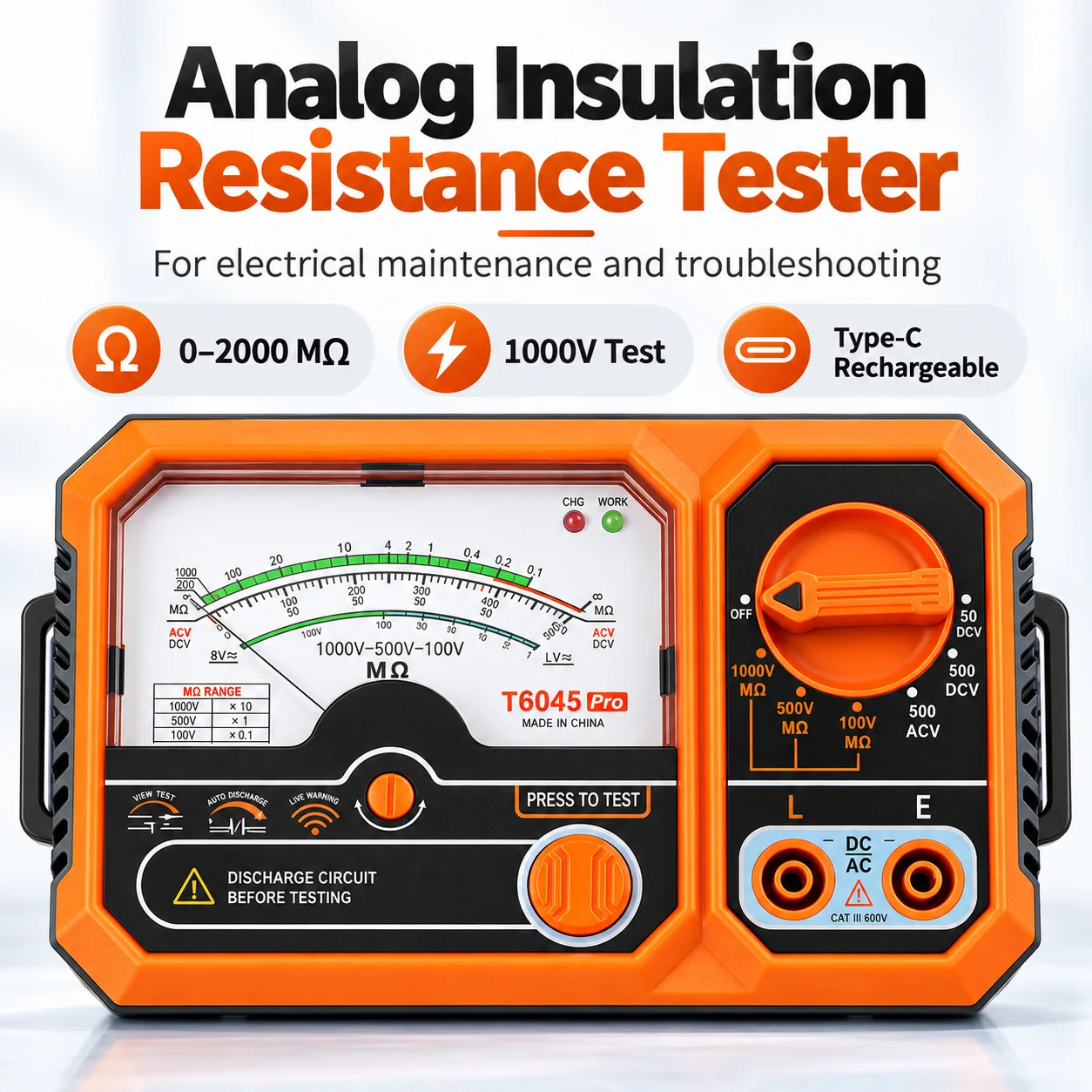 AOLIVIYA Pointing Type Insulation Resistance Tester AC and DC Voltage Transistor Measuring Low Resistance Meter