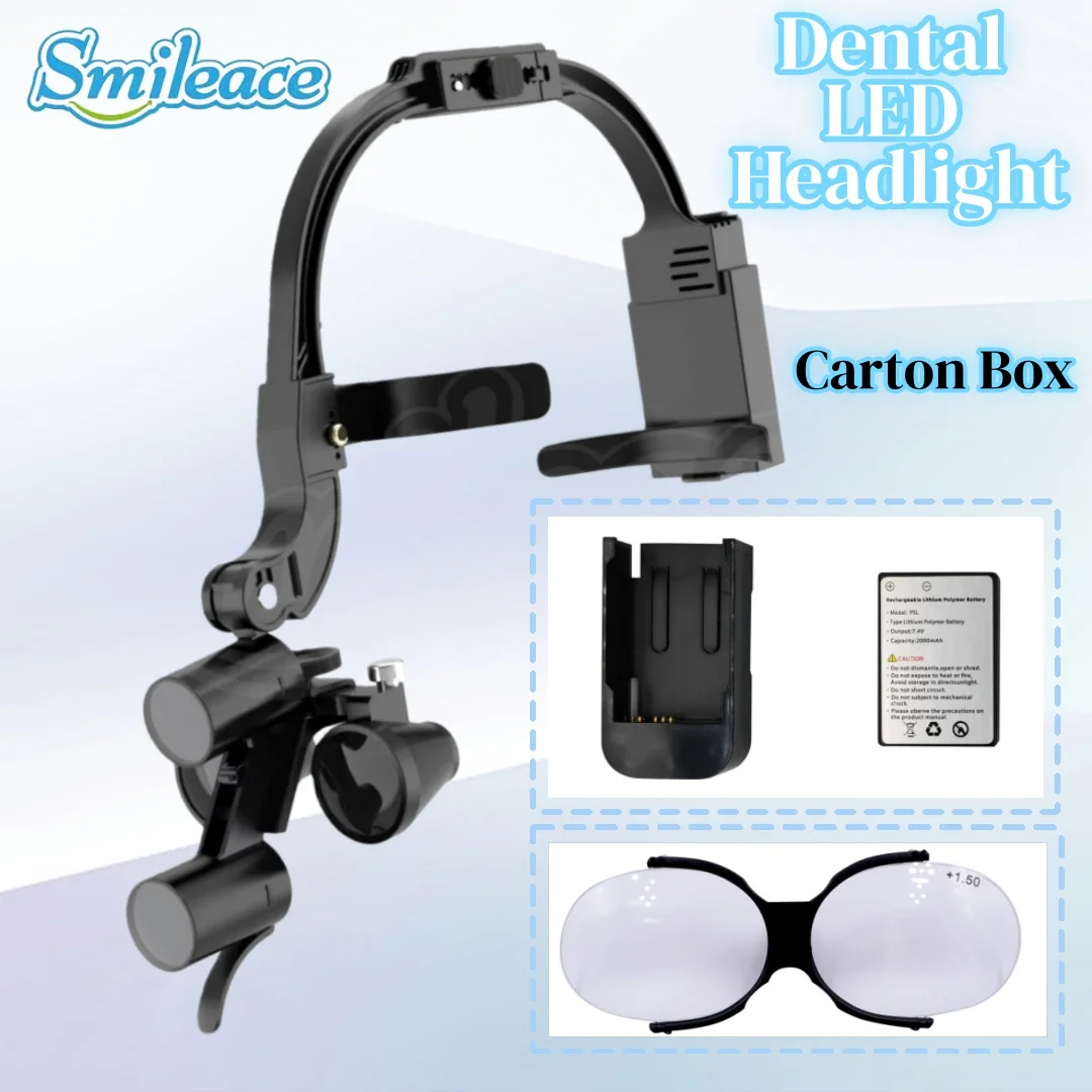 2.5X 3.5X Binocular Dental Loupe Magnification Headlamp with Single Battery Surgical LED Headlight for Dentist Medical Lamp