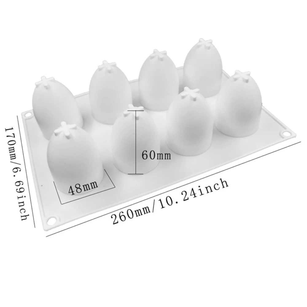 3D Egg Candle Silicone Mold 8 Grids DIY Mousse Chocolate Cake Craft Baking Tool Easter Simulation Egg Resin Plaster Mold Decor