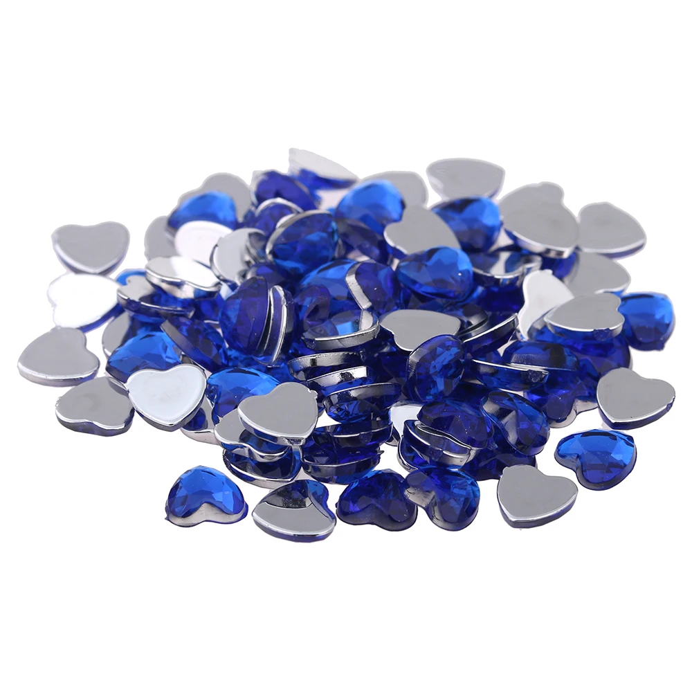 Ambachtelijke Kunst Diy Gems 8Mm 50Pcs Hart Vorm Gems Shiny Platte Facetten Normale Kleuren Acryl Rhinestone Strass Nail stickers