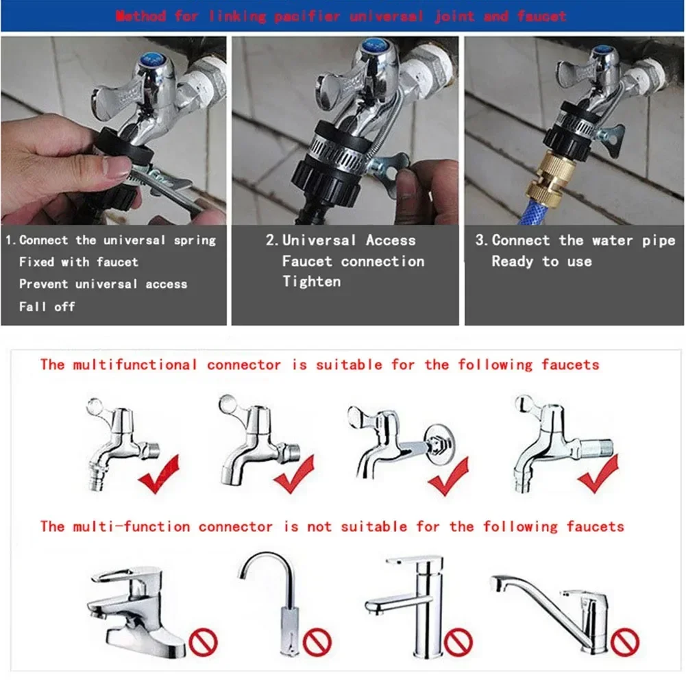 Garden Hose Quick Connector 1/2 3/4 1Inch Pipe Coupler Stop Water Connector Tap Connector Hosepipe Fitting Irrigation Systems