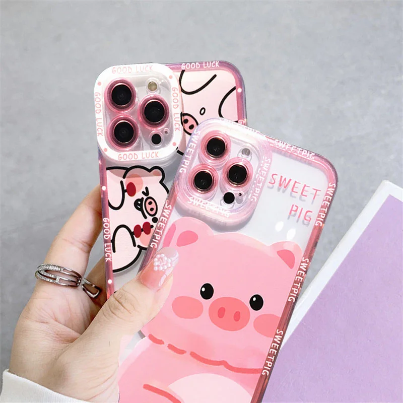 Funda para teléfono con diseño de dinosaurios y cerdos rosas, para modelos OPPO Reno 12, F12, 711, 102, F488, T8, Z7, Z6, 5 Pro Plus, 4G, 5G, transparente, de TPU flexible.