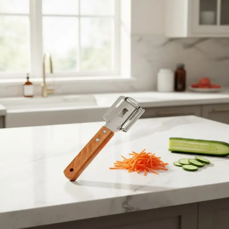 3 In 1 Kitchen Peeler Stainless Steel Vegetable Peeler Wooden Shredder Handle For Fruits And Vegetables Tool