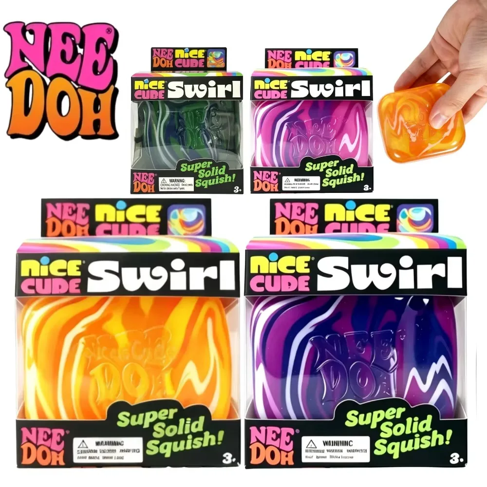 Schylling Needoh Nice Cube Maltose Rhyolite Swirl Solid Mixed Colors Non-Toxic Squeeze Relief Pressure Relax Heal Fingertip Toy