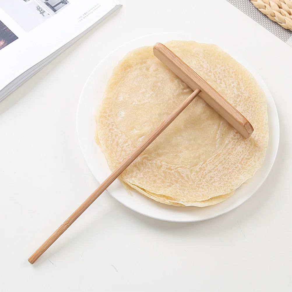 

4 Pcs Bamboo Crepe Spreader Pancake Kitchen Tool Wood Rotatable Baking Utensil Lightweight Smooth for Home