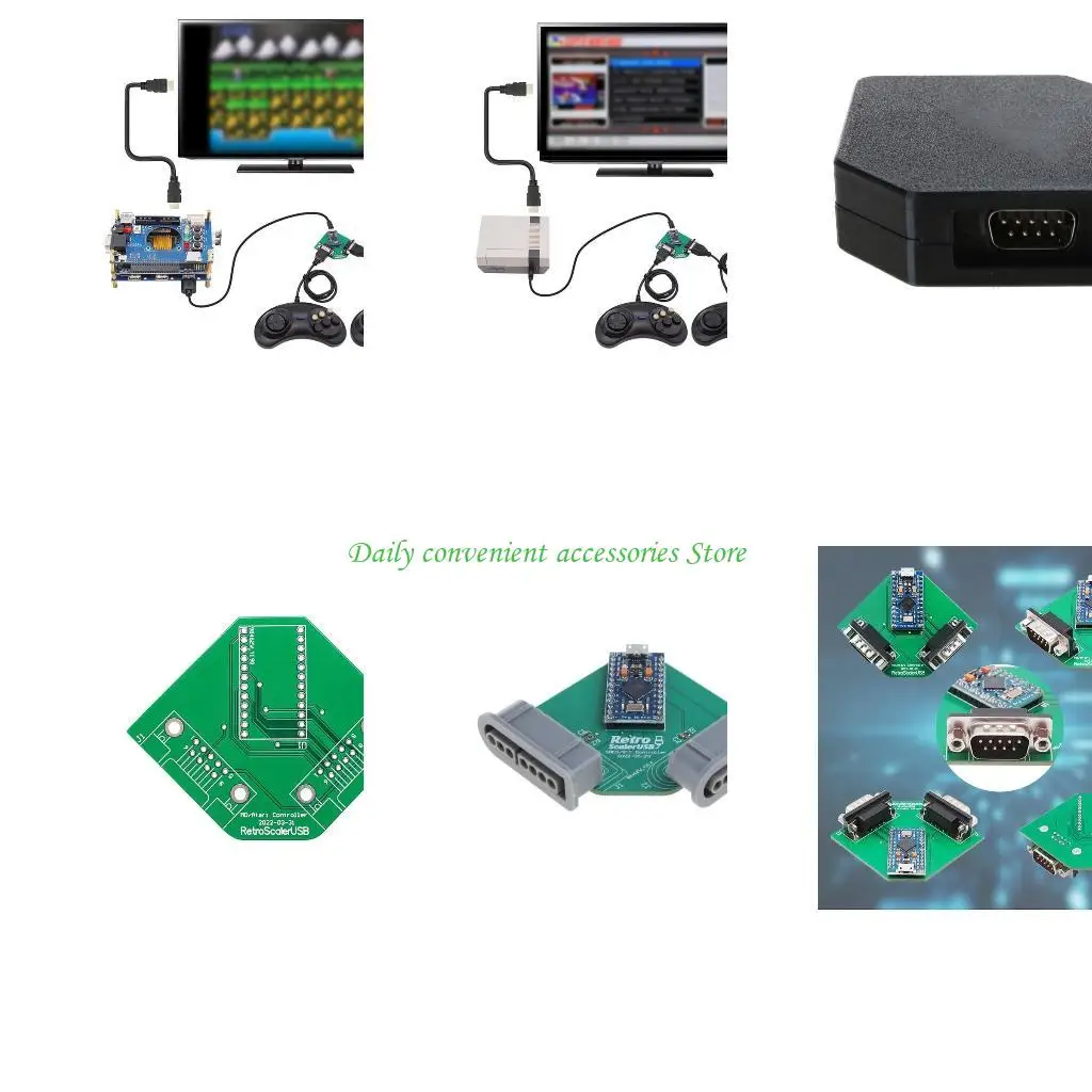 

Адаптер-переходник 97QB, внешняя плата конвертера ручки для адаптера игрового контроллера MD/CD32/NES/SNES/PCE