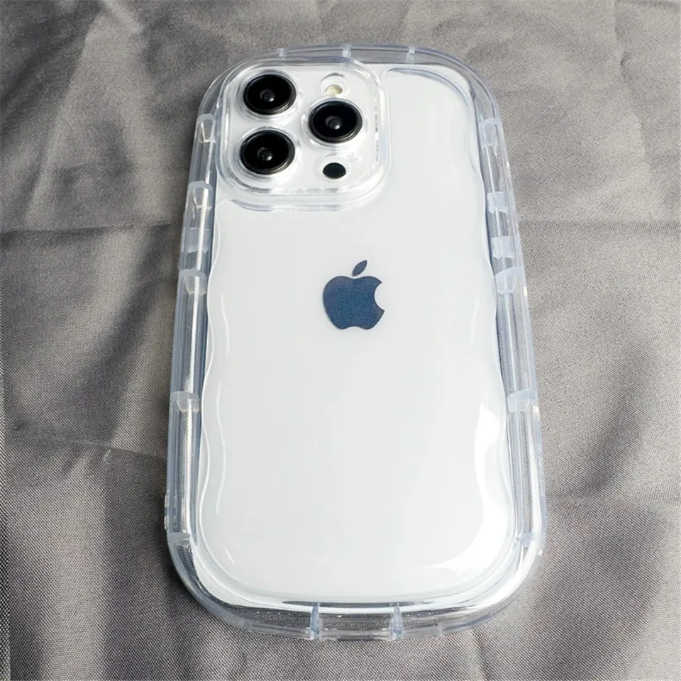 Oval Soap Transparent Airbag Shockproof Case for iPhone 11 12 13 Pro Max 14 X Xs Max Xr 7 8 6s Plus Lens Protection Soft Cover