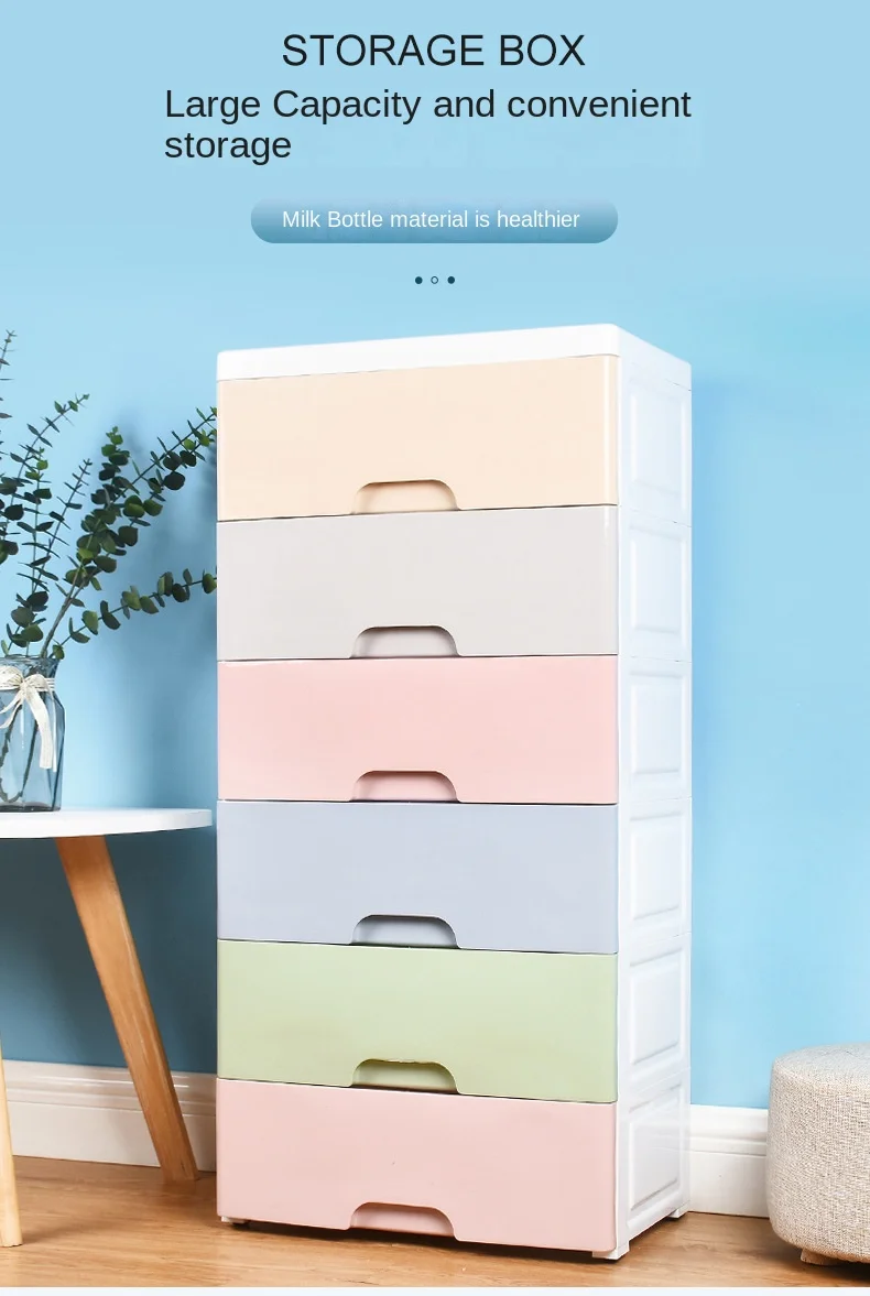 Simple gradient color thickened plastic drawer type storage cabinet storage box, bedside table, home room storage