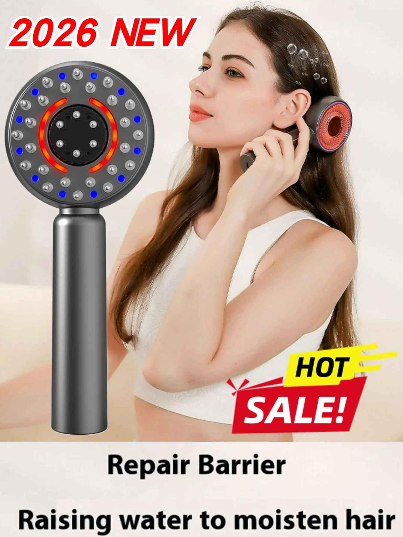 2026 Anti Hair Loss Electric Massage Brush Infrared Light Therapy for Scalp Stimulation and Hair Regrowth Rechargeable Hair Comb