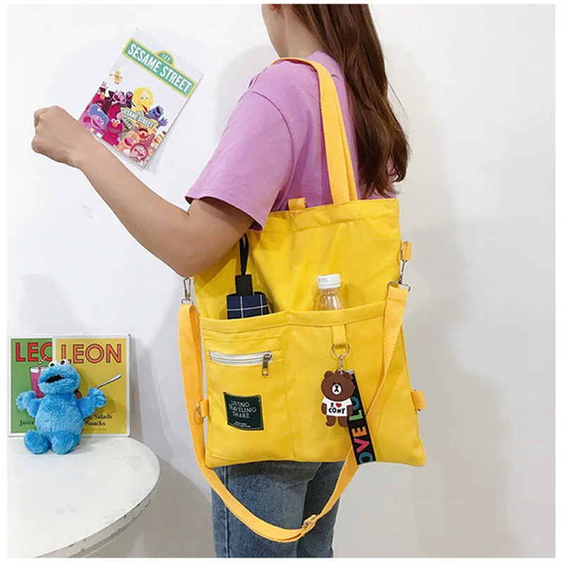 Canvas Handbags Shoulder Bags for Teenage Girls Cute School Bags Ladies Casual Shopping Tote Bag Large Capacity Messenger Bag