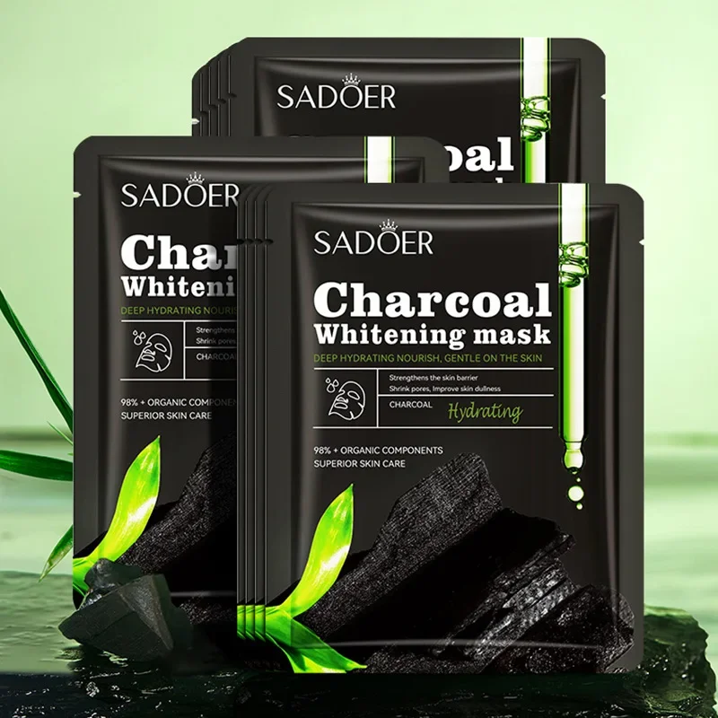 10PCS Deep Moisturizing Cleaning Sooth Moisturize Bright Skin Bamboo Charcoal Whitening Moisturizing Black Facial Mask