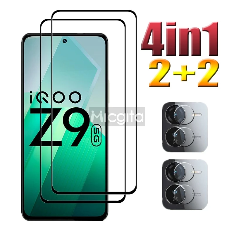 4in1 New Sale For VIVO Z9 5GTempered Glass 9H Front Film and Soft Fiber Camera film