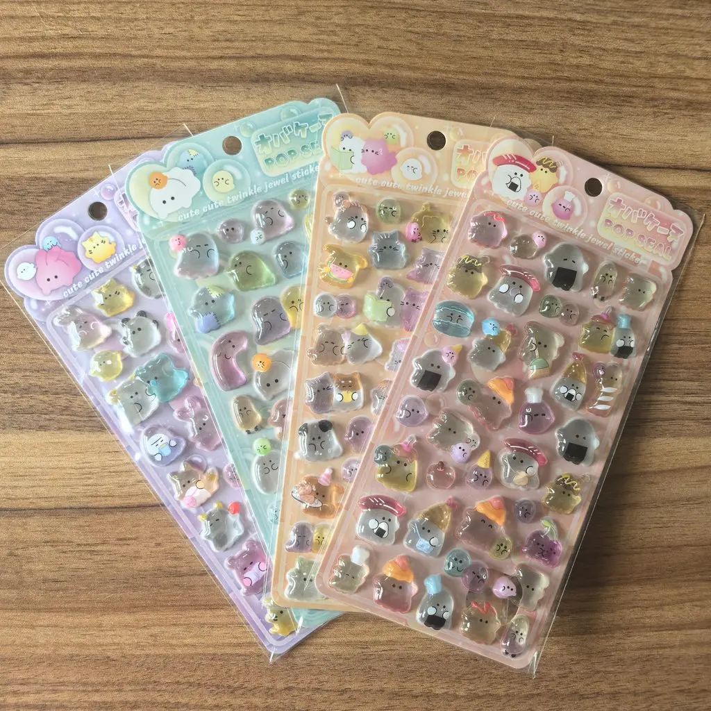 4 Pcs Cute Transparent Pop Seal Stickers - Adorable Decor for Journals, Phones & DIY Crafts Golden Memory Stickers Store