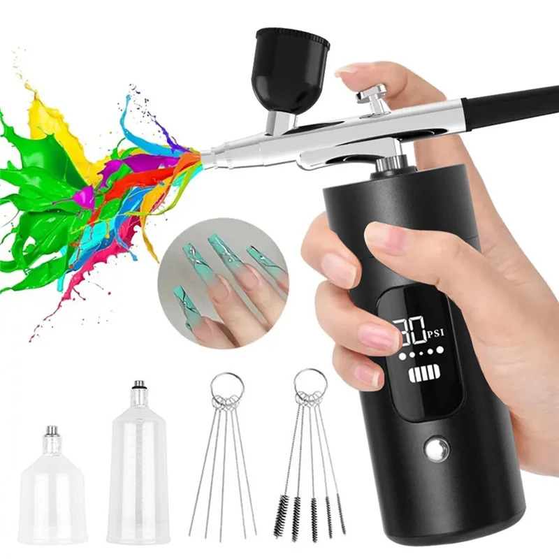 

Airbrush Nail With Compressor Portable Airbrush Nail Art Compressor For Nails Cake Painting Crafts Air Brush Nails Spray-AA70