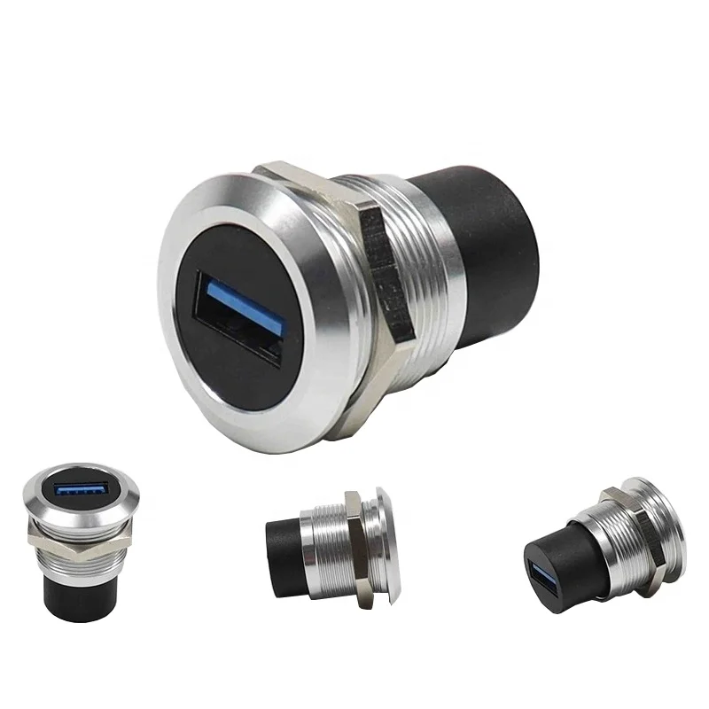 

10pcs Factory Round Type USB 3.0 Waterproof Connector Data Signal Extended Transmission Straight Through Panel Mount Socket