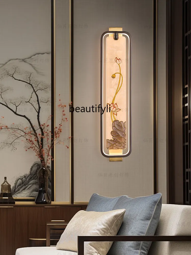 New Chinese Style Wall Lamp Chinese Style Enamel Modern Living Room Wall Light Bulb Corridors Hallway Bedroom Bedside Lamp