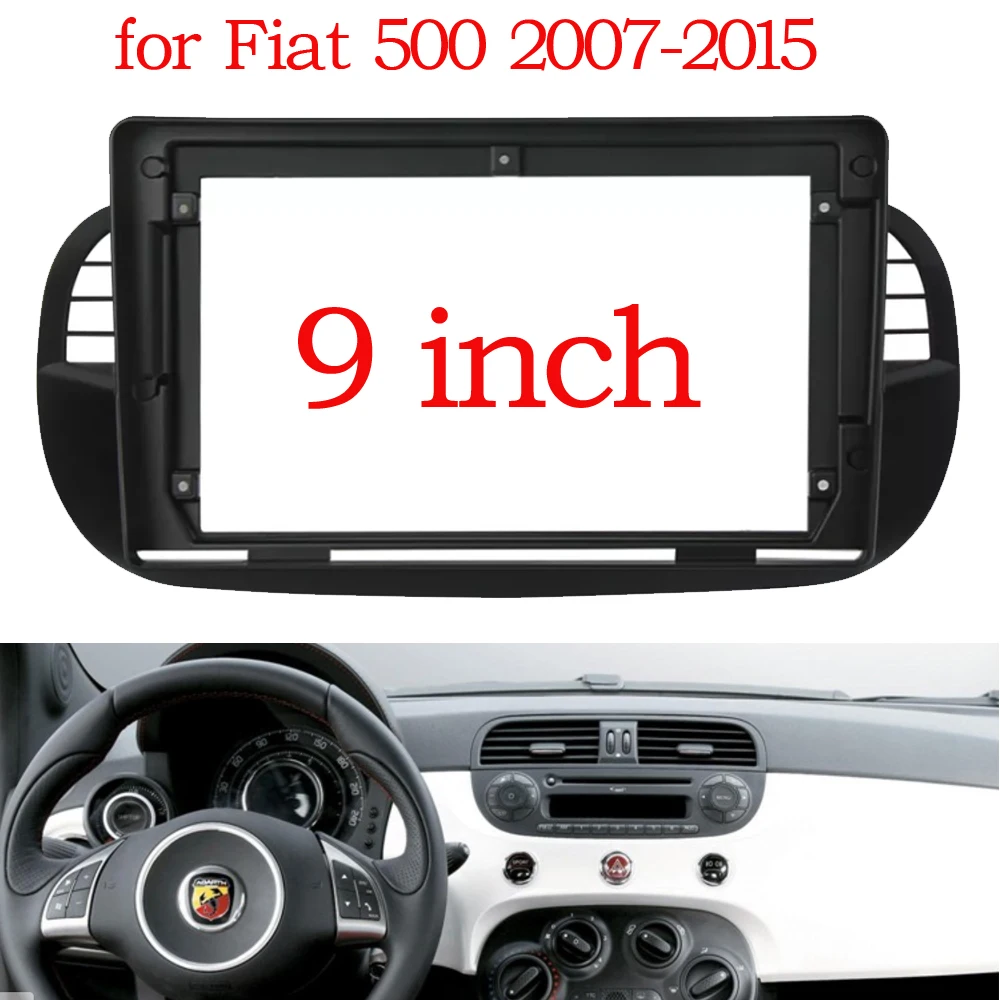 9 Inch Car Frame Cable Canbus Box Fascia Adapter Android Radio Dash Fitting Panel Kit For Fiat 500 2007-2015