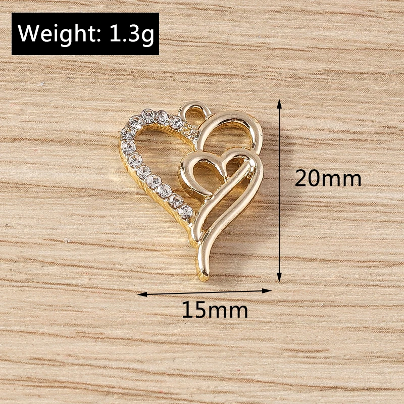 Tusember 10 Stück exquisite silberfarbene Kristall-Liebesherz-Charms für die Schmuckherstellung, modische Ohrringe, Halsketten, DIY-Anhänger – Detail 33