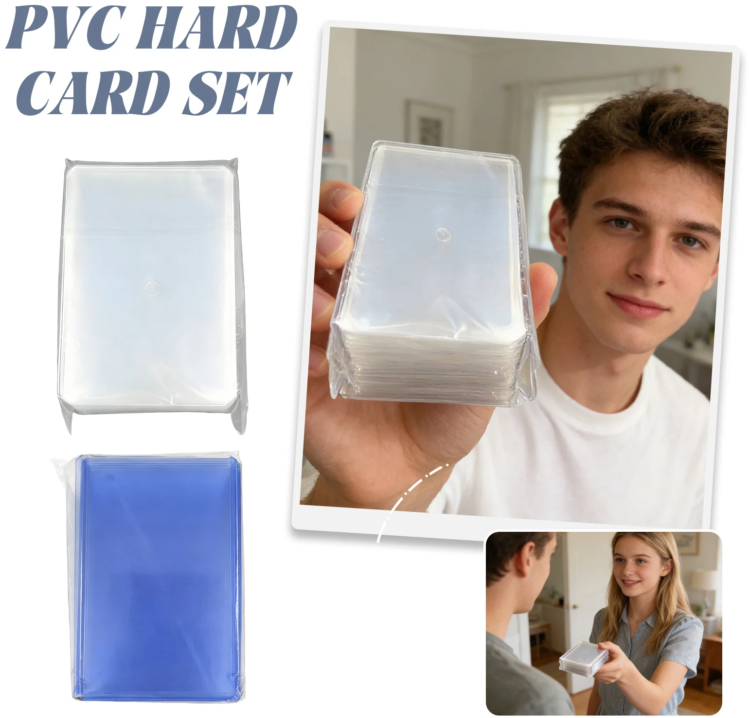 

50 шт. прозрачных жестких чехлов для карт из ПВХ, синие/белые, с защитой от пыли и царапин, для хранения карт игрока, с изображением звездных игроков