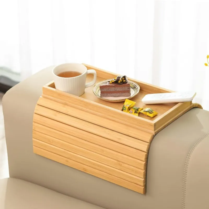 Wooden Household Sofa Armrest Tray Storage Box, Coffee Snacks Water Cup Remote Control Storage Box
