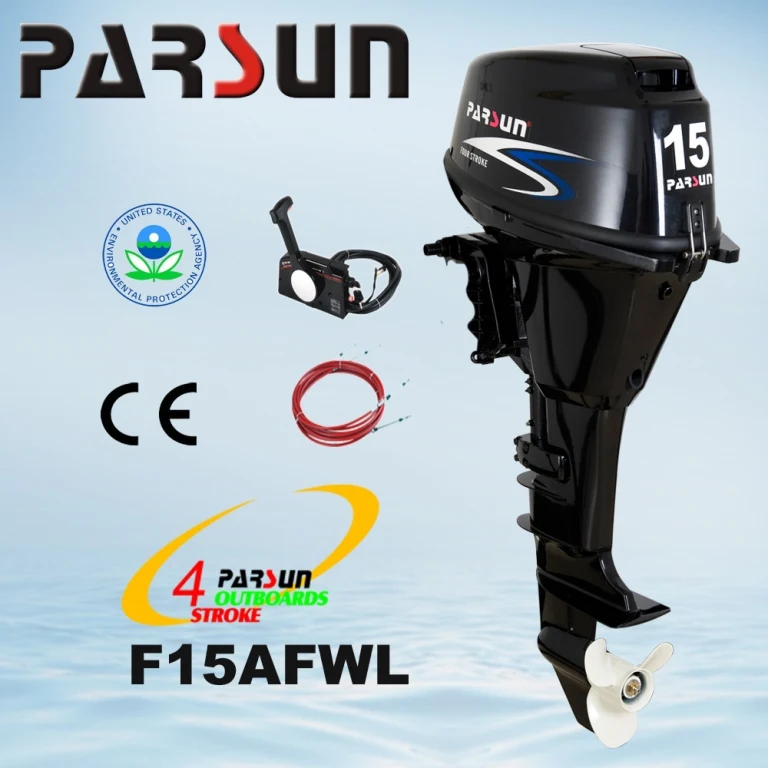 F15FWS / Electric Start / Remote Control /short Shaft / PARSUN / 15hp 4-stroke Outboard Motor