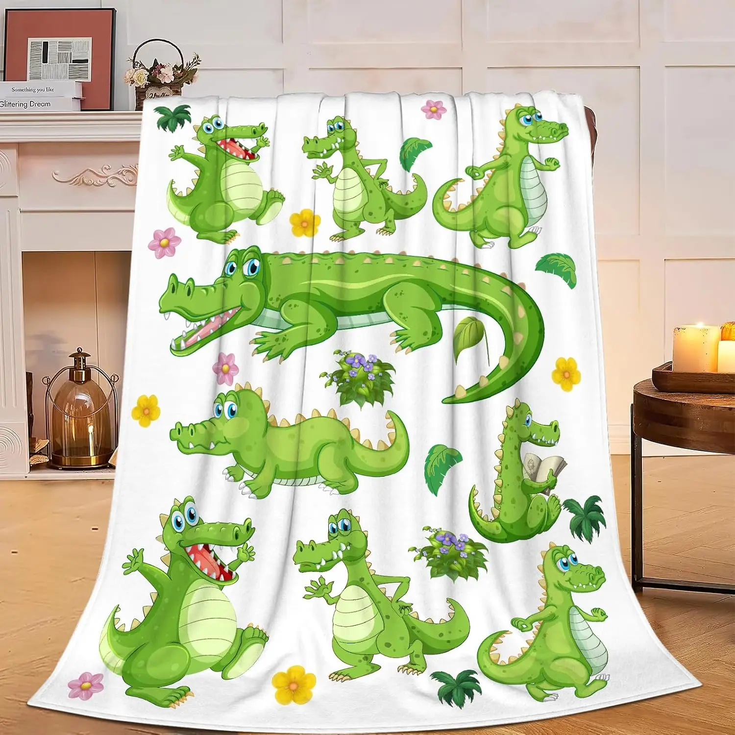 Crocodile Fuzzy Blanket Cartoon Crocodile Throw Blanket,Wild Safari Animal Fleece Blanket for Boys Girl Soft Fluffy Bed Blankets