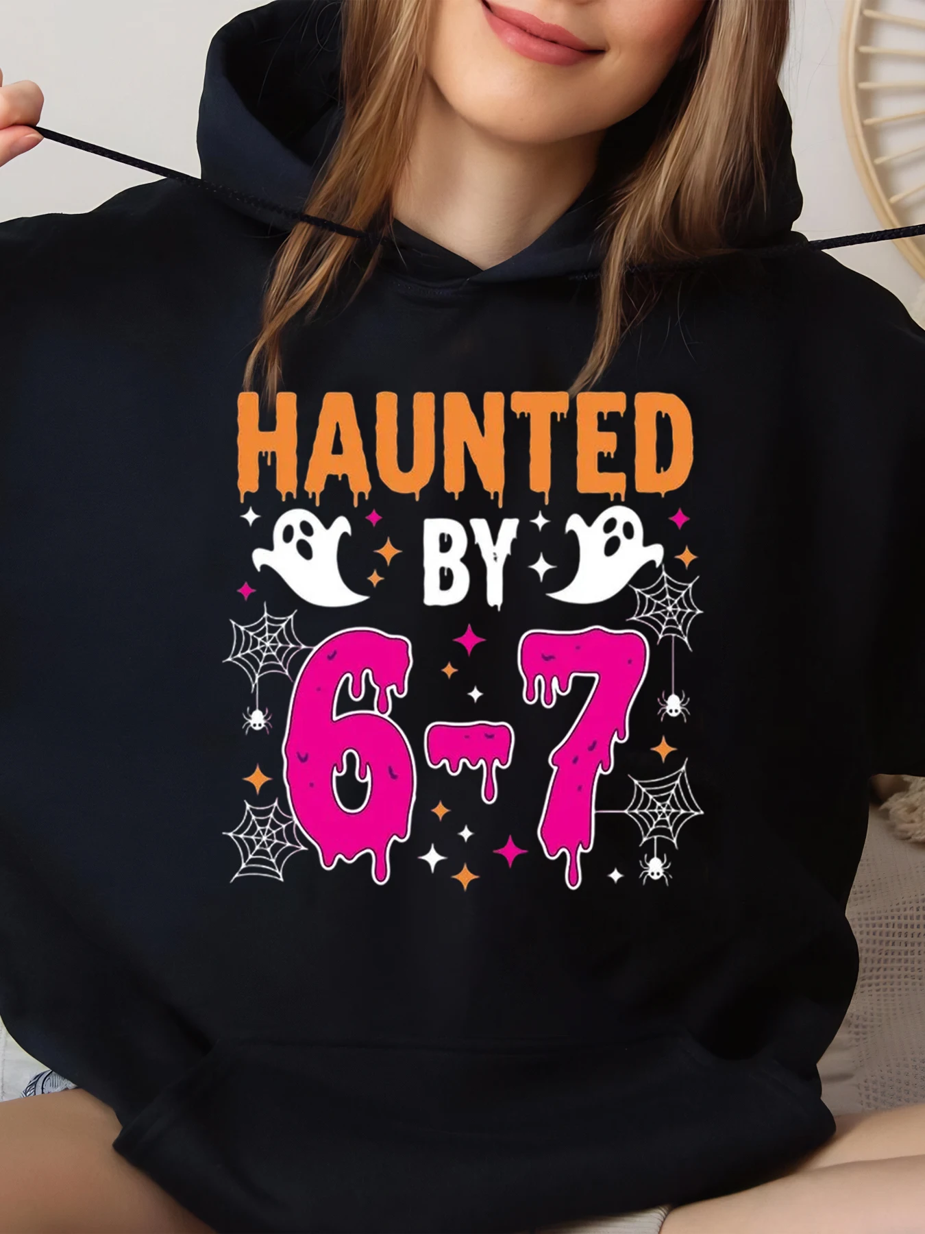 

Толстовка с принтом «Призраки» на Хэллоуин для женщин, праздничный костюм, черный, большой размер