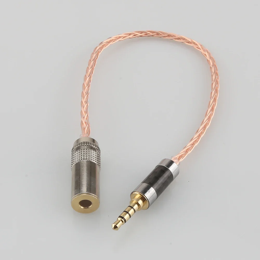 

High Quality 10cm 3.5mm TRRS Male to 4.4mm Female Balanced Adapter 8 Cores 7N OCC Silver Plated Audio Adapter Cable