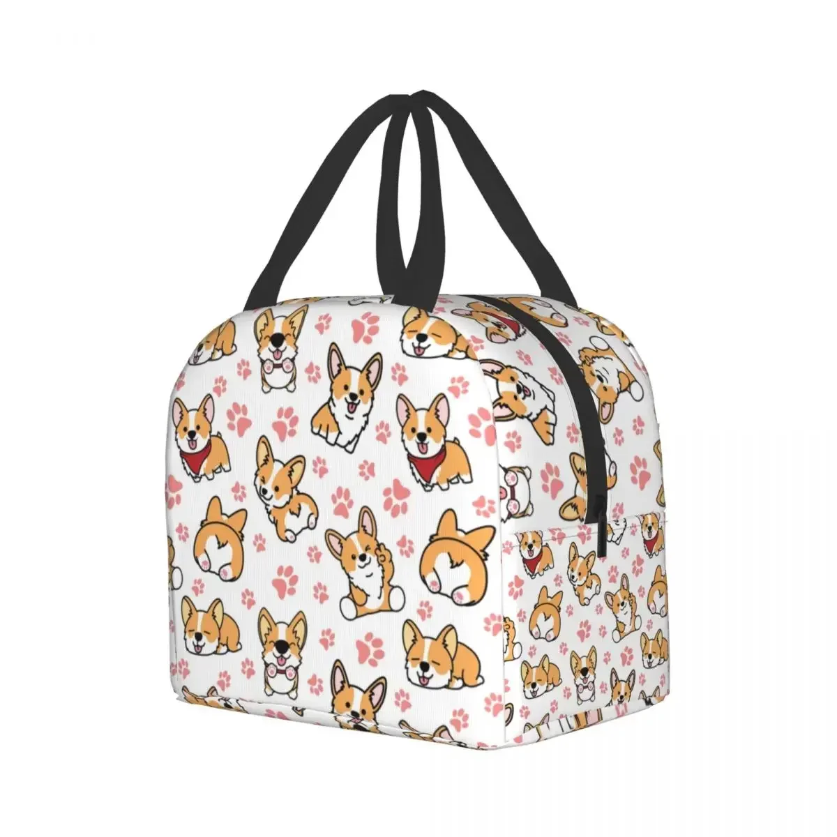 Cute Corgis Insulated Lunch Bags for School Work Picnic Food Leakproof Cooler Thermal Corgi Dog Paw Lunch Box for Women Kids