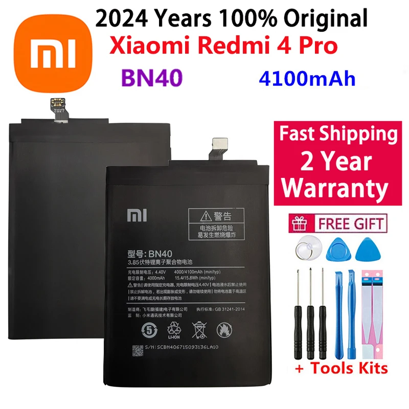 Original Xiaomi Redmi 4 Pro Battery BN40 4100mAh for Xiaomi Redmi 4 Pro Prime 3G RAM 32G ROM Edition High Quality BN40 Battery