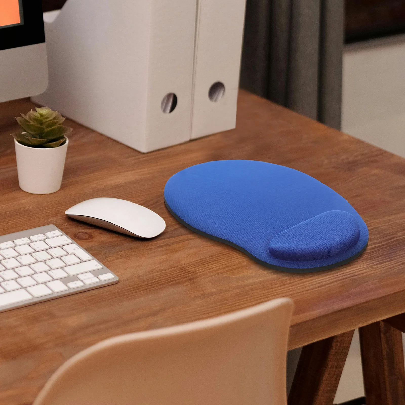 แผ่นรองเมาส์คอมพิวเตอร์แบบตั้งโต๊ะที่สะดวกสบาย ที่วางข้อมือตามหลักสรีรศาสตร์สำหรับเล่นเกมในสำนักงาน แผ่นรองกันลื่นแบบนุ่ม ใช้กับแล็ปท็อป