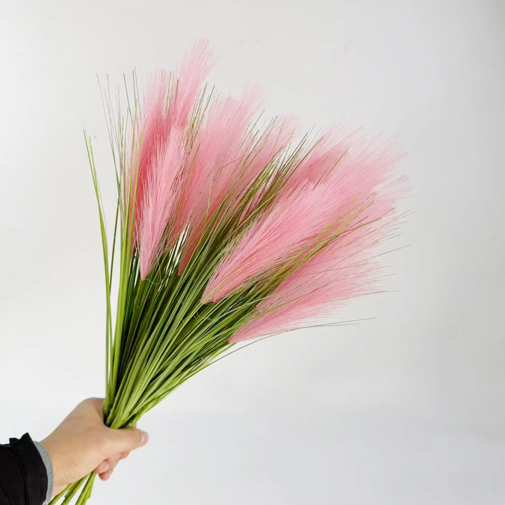 3 stücke Künstliche Pflanzen Flauschigen Faux Pampas Gefälschte Grün Vase Dekor Indoor Hause Wohnzimmer Party Tisch Hochzeit Dekoration Blume – Detail 2