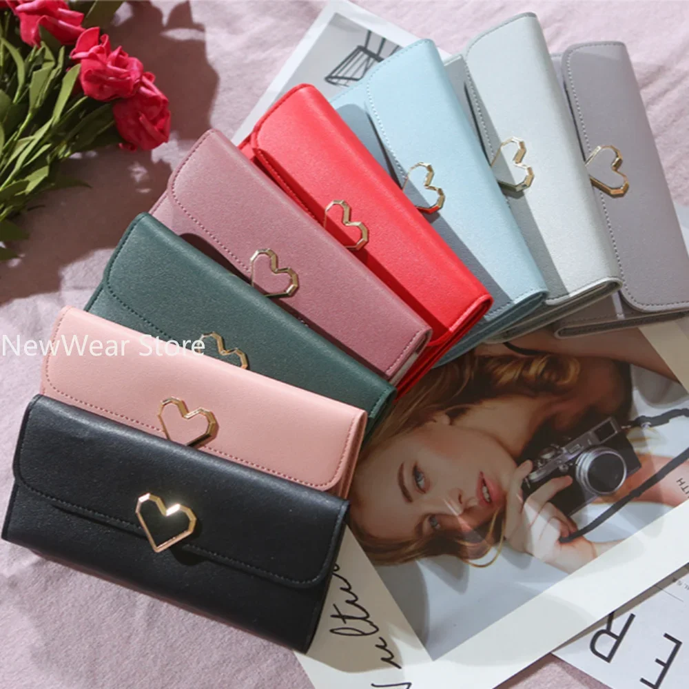 Women Long Wallets Purses Luxury Love Heart Wallets for Ladies Girl Money  Pocket Card Holder Female Wallets Phone Clutch Bag