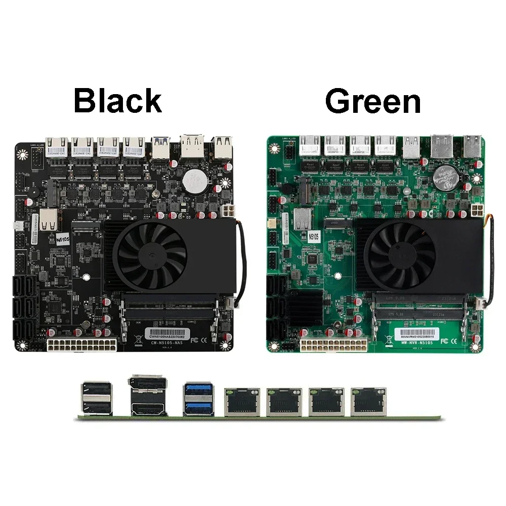 N5105 Industrial Motherboard NAS Motherboards 4 Cores 4 Threads Low Power Processor 4x2.5G i225 Network 2 M.2 Slot 6xSATA DP HD