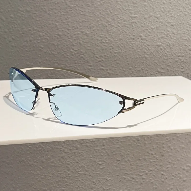 Neue Y2K Girl Technologie Mode Sonnenbrille Metall Cat-Eye Sonnenbrille für Frauen Trendige Marken-Brille für Männer Outdoor-Reise-Brillen – Detail 14